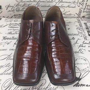 STACY ADAMS Leather Faux Lizard Oxford Dress Shoes